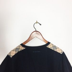 Burberry London Black Shirt with Plaid Shoulders